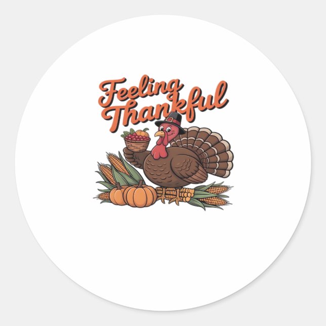 Adesivo Redondo Feeling thankful Classic T-Shirt (Frente)