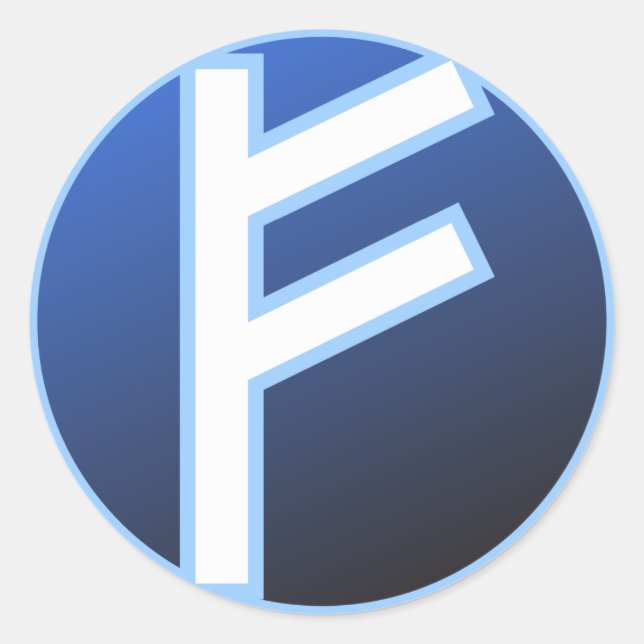 Adesivo Redondo Fehu Feoh Rune (Frente)