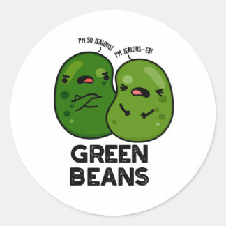 Adesivo Redondo Feijão Verde Engraçado Ciumento Bean Pun