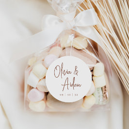 Adesivo Redondo Feira | Casamento de Script Manuscrito Moderno