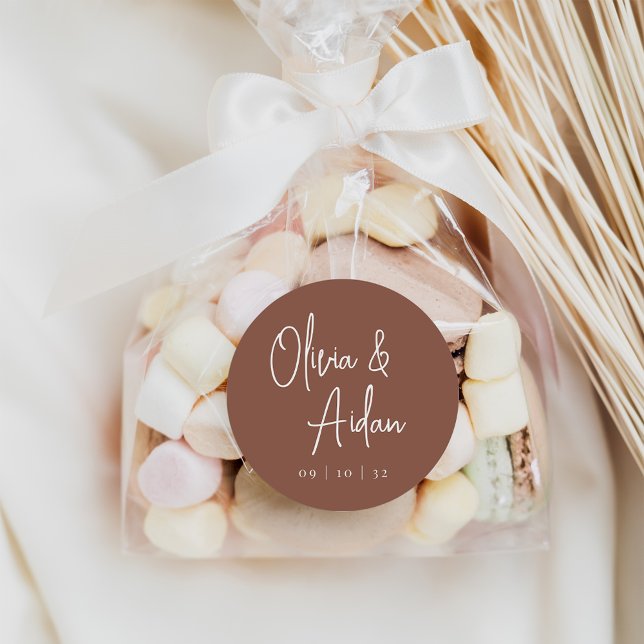 Adesivo Redondo Feira | Casamento de Script Manuscrito Moderno (Criador carregado)