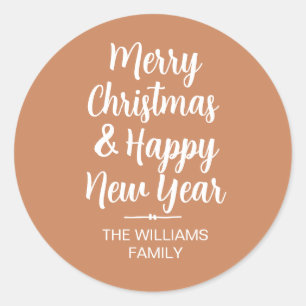 Adesivo Redondo Feira de Envelope de Natal Feliz