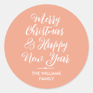 Adesivo Redondo Feira de Envelope de Natal Feliz