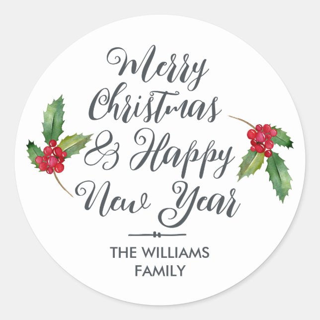 Adesivo Redondo Feira de Envelope de Natal Feliz (Frente)