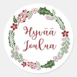 Adesivo Redondo Feira de Natal Finlandesa, Hyvää joulua