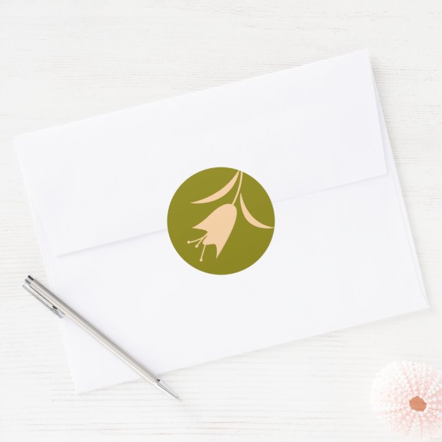 ADESIVO REDONDO FEIRA MOD PEACH & OLIVE TULIP WEDING (Envelope)