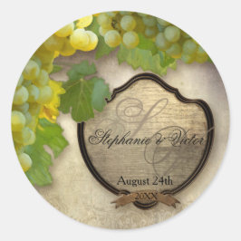 Adesivo Redondo Feiras para animais Chardonnay Vinhos Casamento Ru