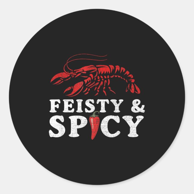Adesivo Redondo Feisty And Scy Funny Crawfish Boil Cute Mardi Gras (Frente)