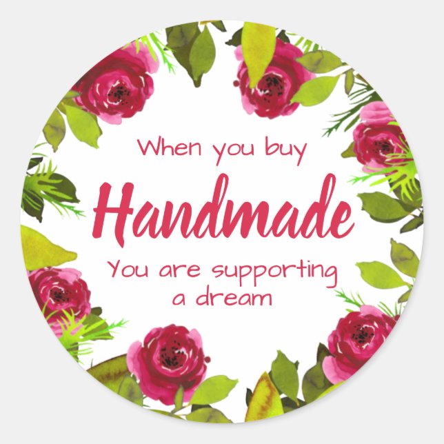 Adesivo Redondo Feita À Mão Com Amor (Frente)