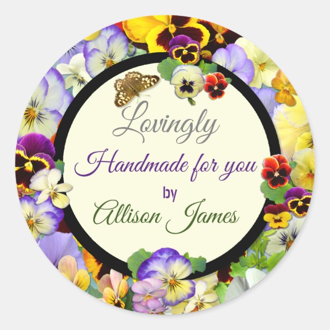 Adesivo Redondo Feita à mão com amor! (Frente)