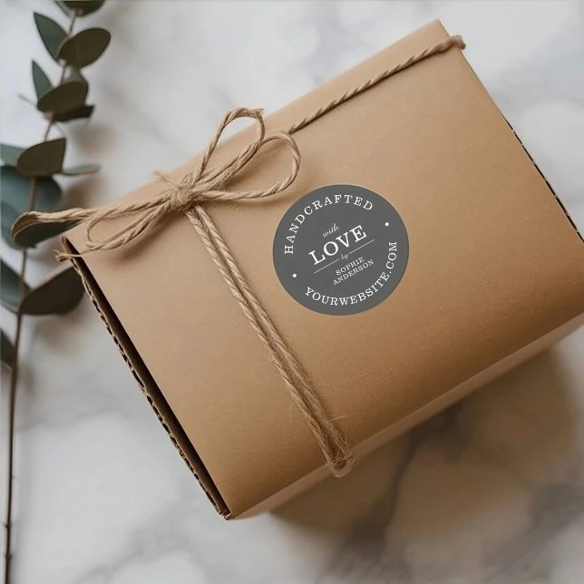 Adesivo Redondo Feita à mão com amor | Nome para Pequenas Empresas (Criador carregado)