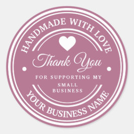 Adesivo Redondo Feita à mão com amor | obrigado clássico de arte r