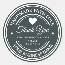 Adesivo Redondo Feita à mão com amor | obrigado clássico de arte r