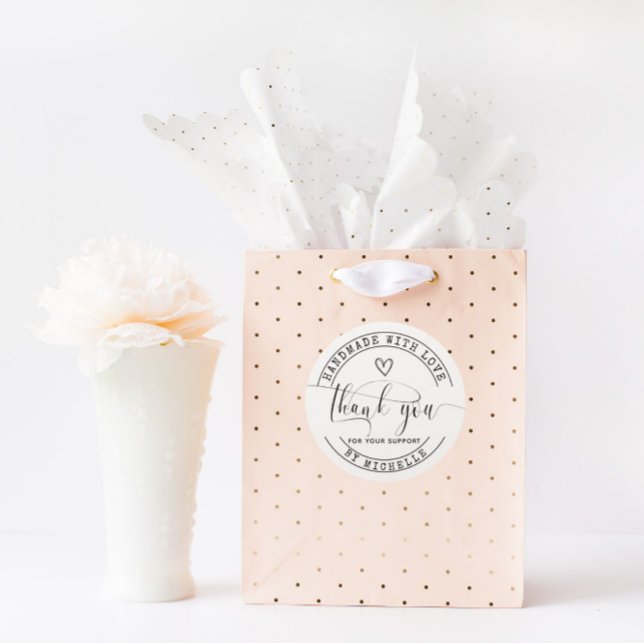 Adesivo Redondo Feita À Mão Com Amor, Obrigado Stick (Criador carregado)