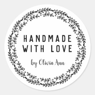 Adesivo Redondo Feita à mão com Laurel Personated Sticker