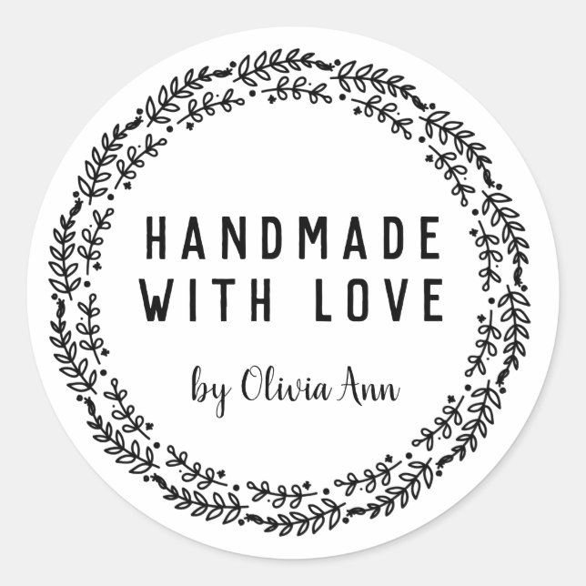 Adesivo Redondo Feita à mão com Laurel Personated Sticker (Frente)