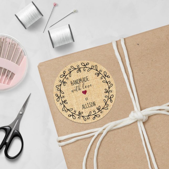 Adesivo Redondo Feita à mão com o Tecido personalizado Faux (Criador carregado)