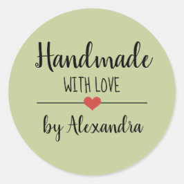 Adesivo Redondo Feita à mão com um roteiro verde de amor