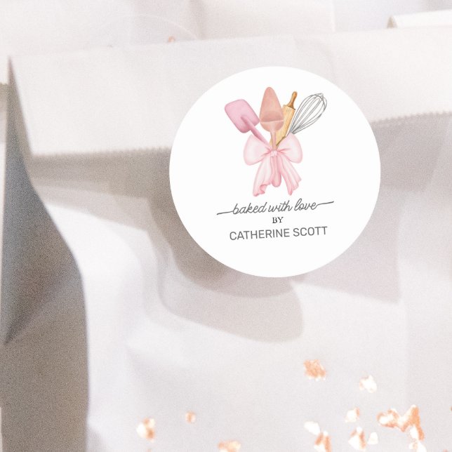 Adesivo Redondo Feita com amor, aquarela personalizada (Criador carregado)