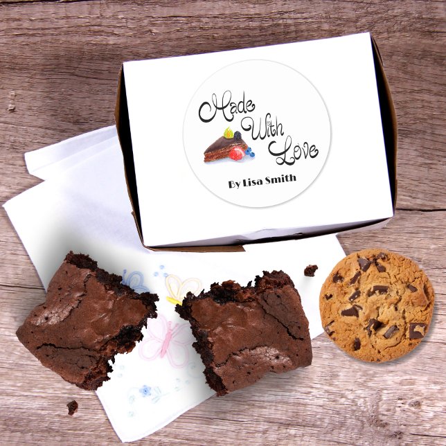 Adesivo Redondo Feita Com Amor, Chocolate De Chocolate De Chocolat (Criador carregado)