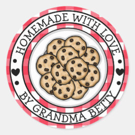 Adesivo Redondo Feita com amor, Cookies de Chip de Chocolate Homem