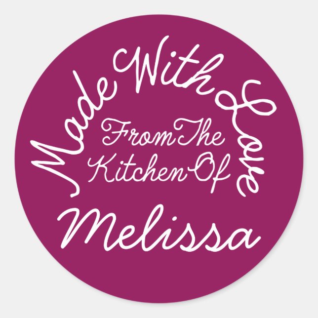 Adesivo Redondo Feita Com Amor Da Cozinha De (Frente)