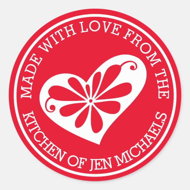 Adesivo Redondo Feita Com Amor De (Frente)