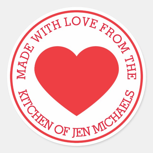 Adesivo Redondo Feita Com Amor De (Frente)