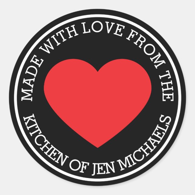 Adesivo Redondo Feita Com Amor De (Frente)