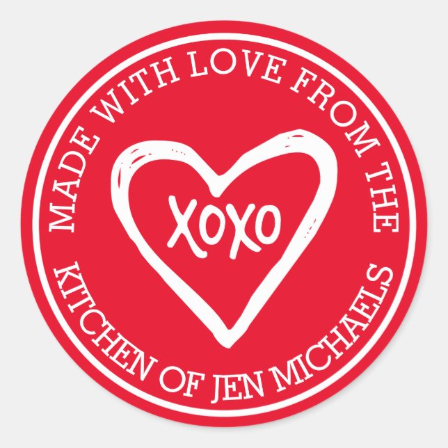 Adesivo Redondo Feita Com Amor De (Frente)