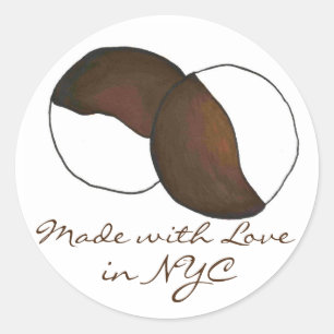 Adesivo Redondo Feita com Amor em NYC Black White Cookkers Sticker