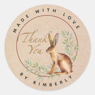 Adesivo Redondo Feita com amor Obrigado Animal