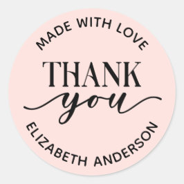 Adesivo Redondo Feita Com Amor, Obrigado Pequena Empresa