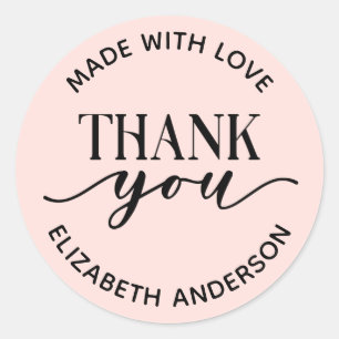 Adesivo Redondo Feita Com Amor, Obrigado Pequena Empresa