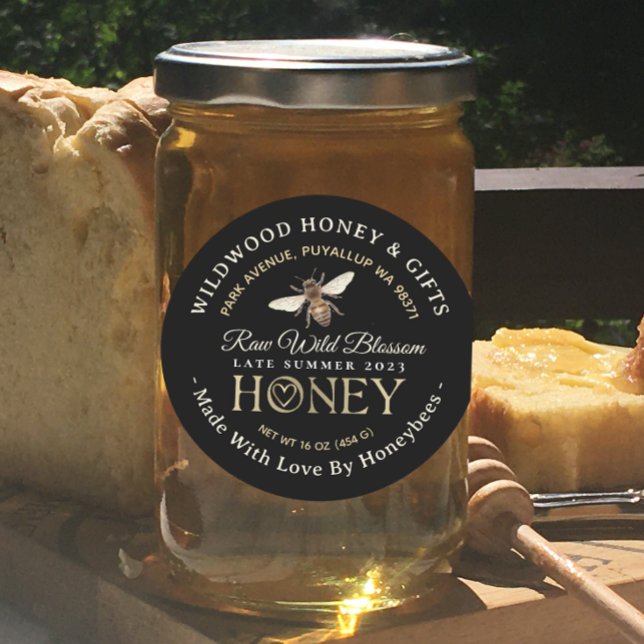 Adesivo Redondo Feita com amor pelas abelhas no Verão de 2023 (Criador carregado)