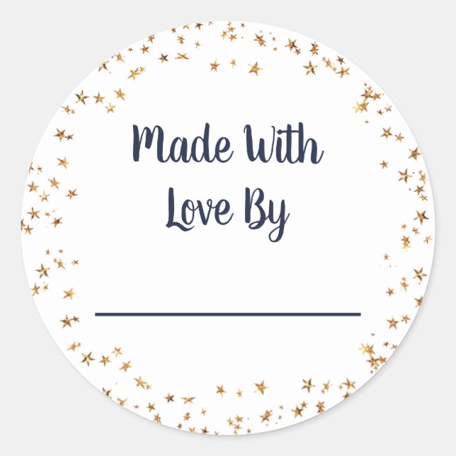 Adesivo Redondo Feita Com Amor Starry (Frente)