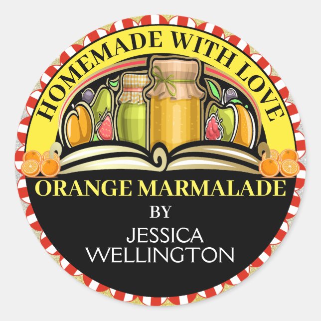 Adesivo Redondo Feita Com Comida De Amor (Frente)