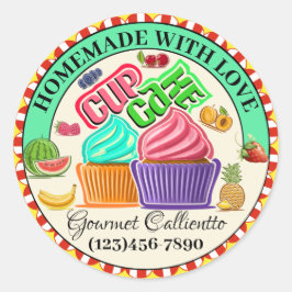 Adesivo Redondo Feita Com Comida De Amor
