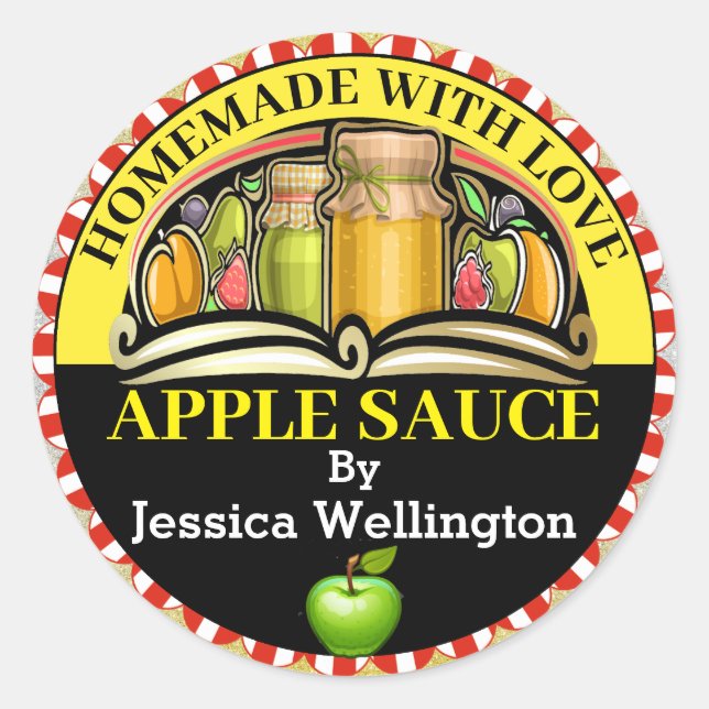 Adesivo Redondo Feita Com Comida De Amor (Frente)