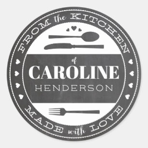 Adesivo Redondo Feita Com Comida De Quadro Com Amor, Vinheta Redon