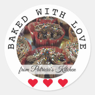 Adesivo Redondo Feita Com Cupcakes De Amor Da Cozinha De