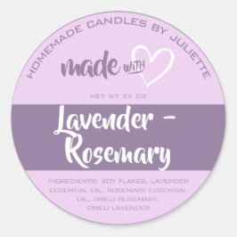 Adesivo Redondo Feita com Lavanda de empacotamento de velas cardía