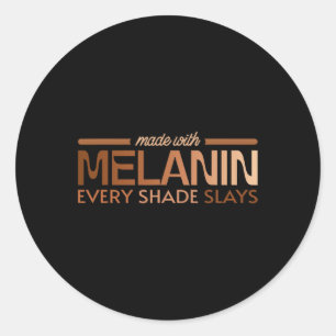 Adesivo Redondo Feita Com Melanina Cada Sombreada Mostra Rainha Ne