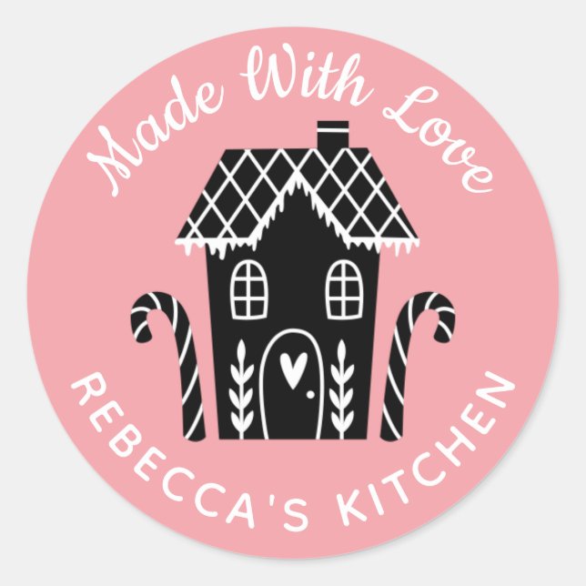 Adesivo Redondo Feita com o Amo Clássico De Natal (Frente)