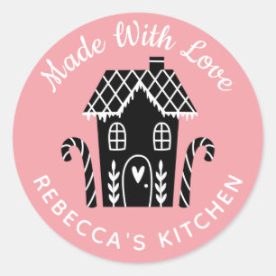 Adesivo Redondo Feita com o Amo Clássico De Natal