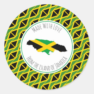 Adesivo Redondo Feita Com O Amor Da JAMAICA FLAG