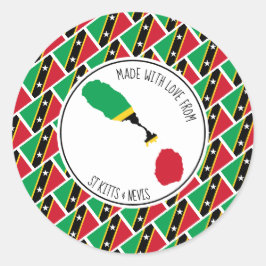 Adesivo Redondo Feita Com O Amor De KITS RUAS NEVIS FLAG Kittitian