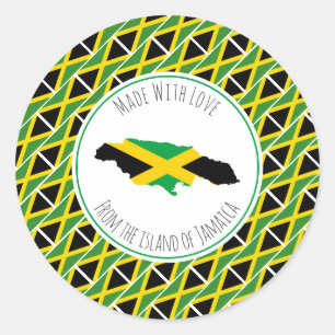 Adesivo Redondo Feita Com O Amor Do Mapa jamaicano do JAMAICA FLAG