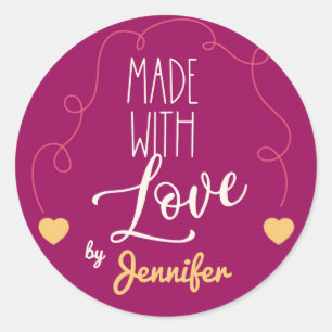 Adesivo Redondo Feita com o Love Small Business Sticker
