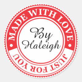 Adesivo Redondo Feita com o Love Sticker - SRF